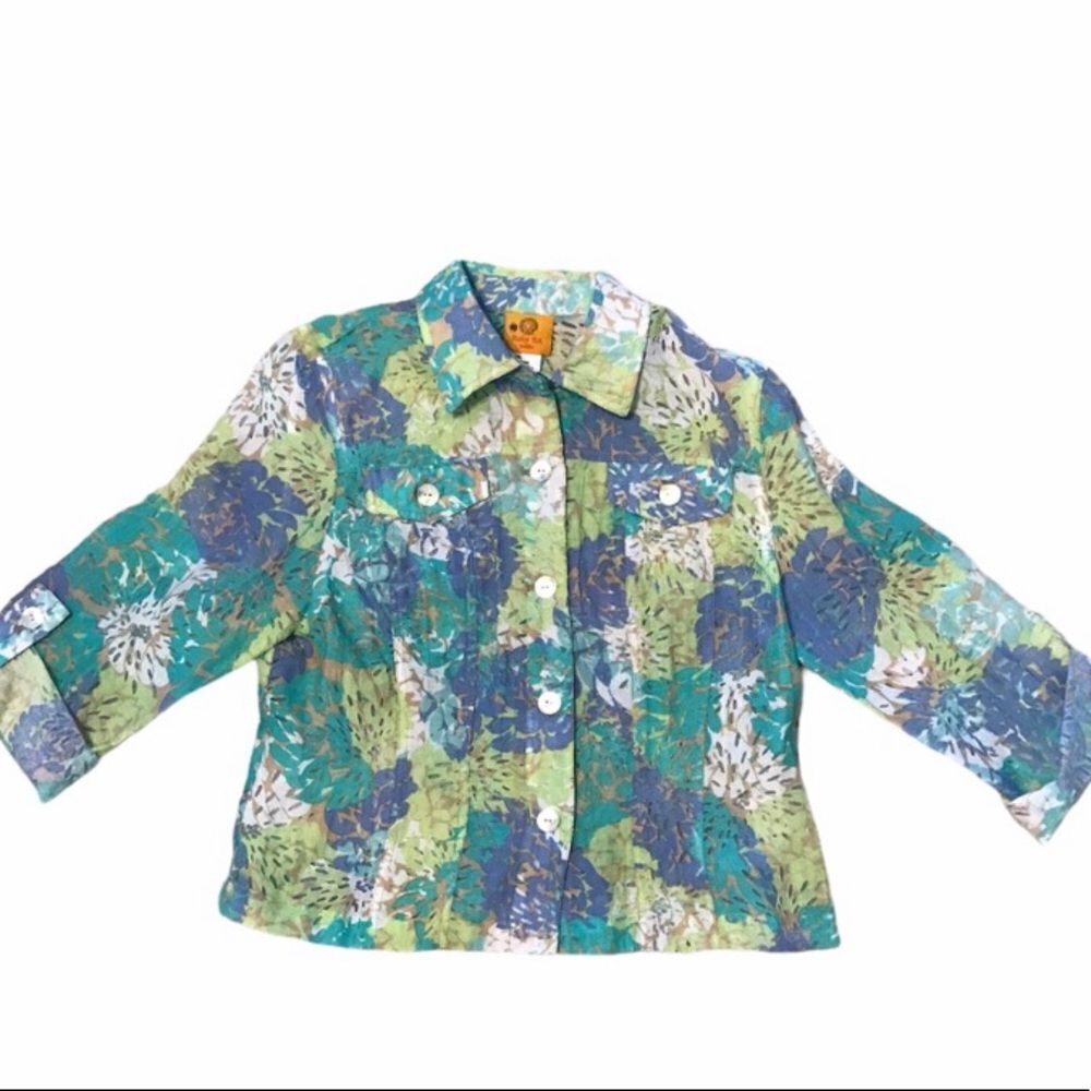 Ruby Rd. 10P Spring/Summer Jacket Blue & Green